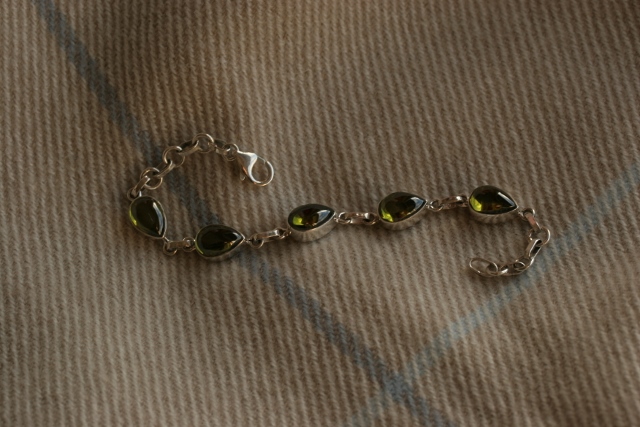 Olive Topaz Silver Bracelet, Silver Jewelry 