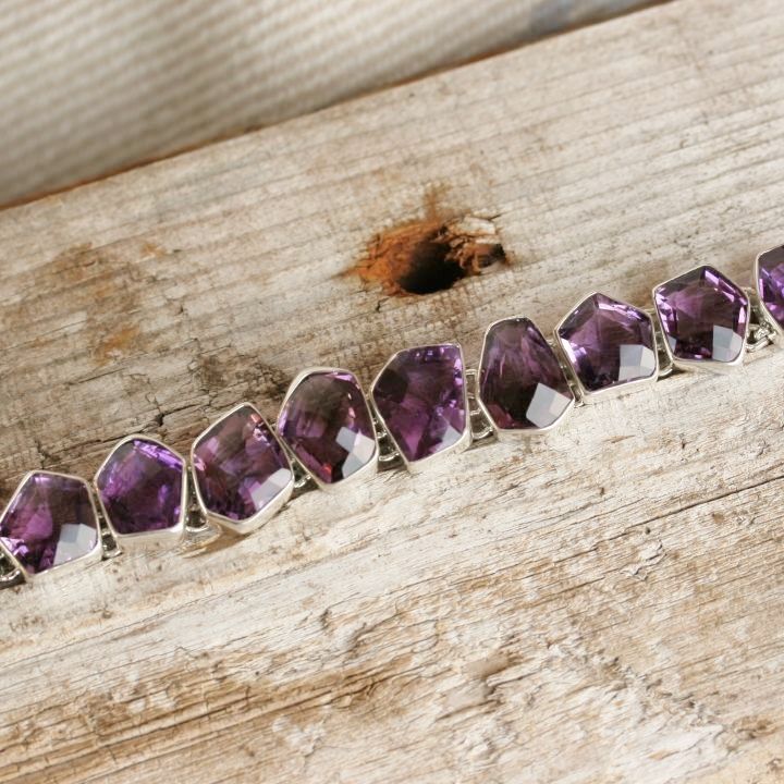 Chunky Amethyst Silver Bracelet - Claire Hartley Silver Jewellery