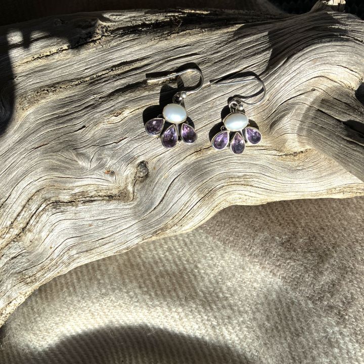 Amethyst and Pearl Designer Earrings