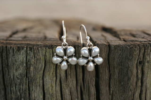Pearl silver earrings, pearl silver jewellery