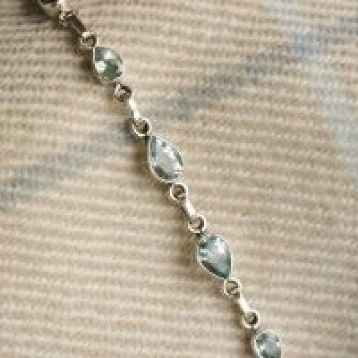 Blue Topaz Teardrop Silver Bracelet