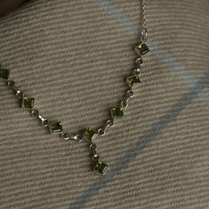 Simple Peridot Silver Necklace - Peridot Silver Jewelry
