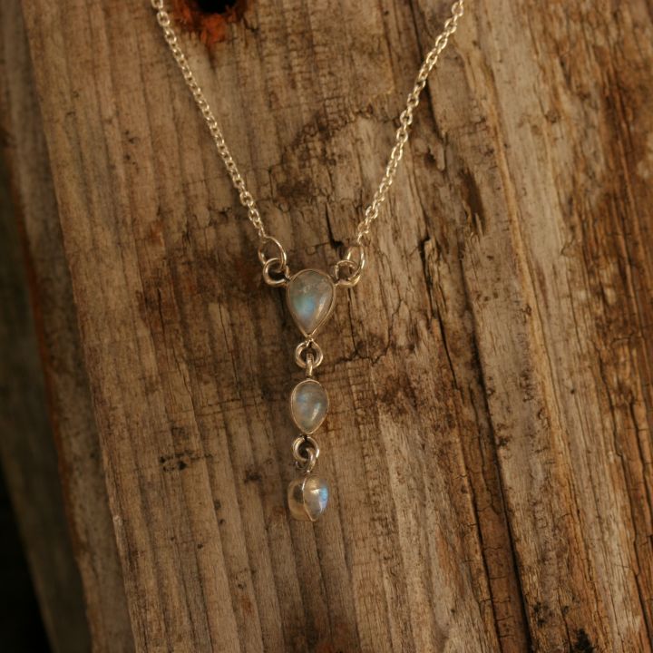 Moonstone Teardrop Necklace - Moonstone Silver Necklace