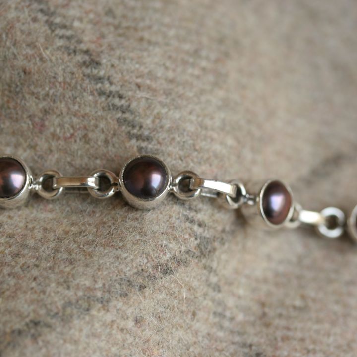 Round Black Pearl Bracelet - Claire Hartley Silver Jewellery