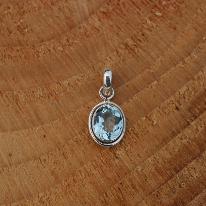 Blue Topaz Oval Pendant - Claire Hartley Silver Jewellery