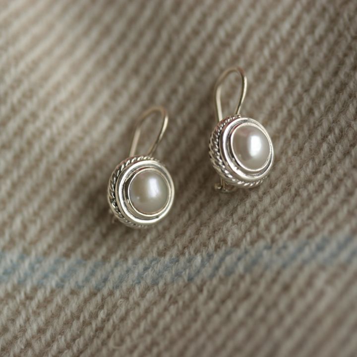 Pearl Earrings - Pearl Silver Earrings