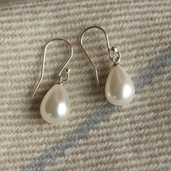Pearl Teardrop Earrings- Pearl Silver Jewelry