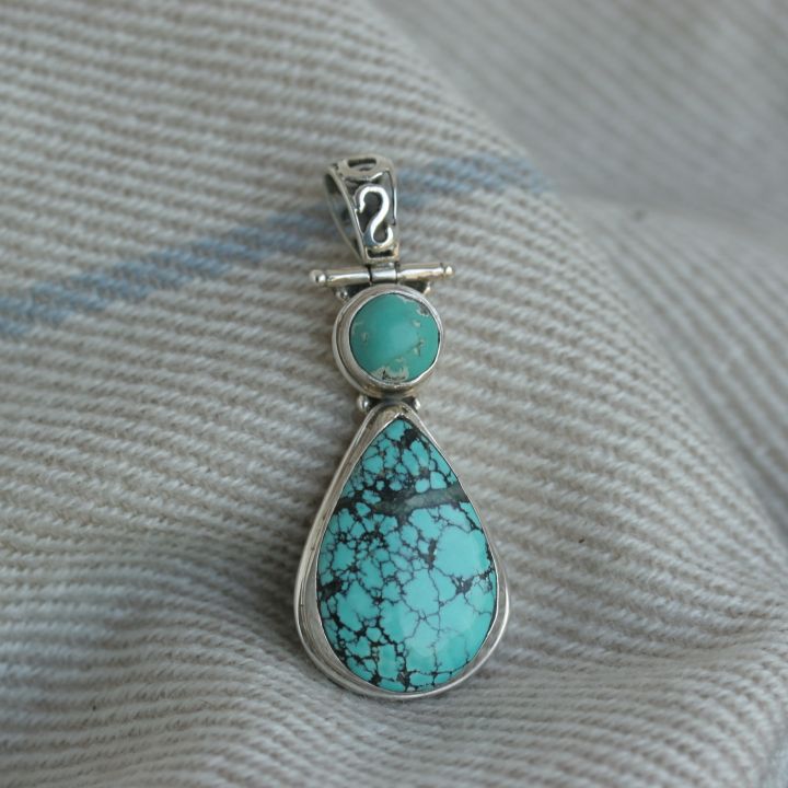 Turquoise Silver Pendant - 925 Silver Jewelry