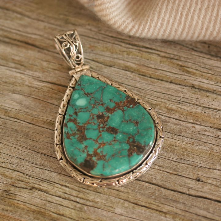 Turquoise and Silver Pendant -Silver Jewelry