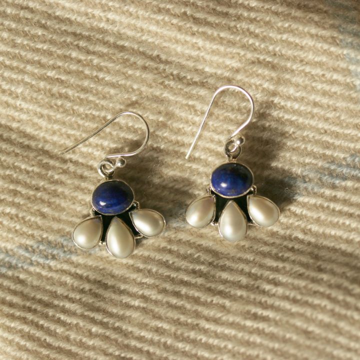 Lapis and Pearl Earrings
