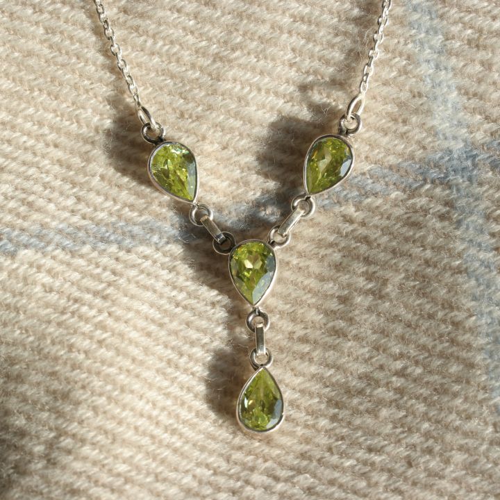 Green Topaz Silver Necklace