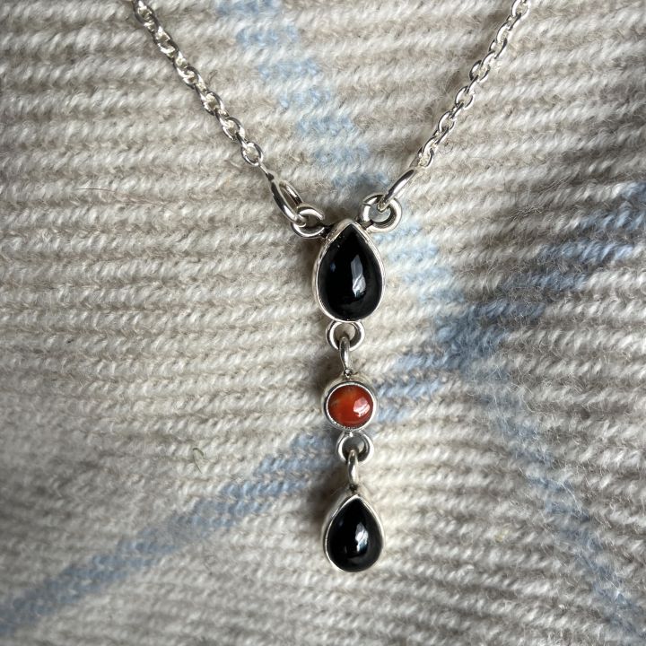 Onyx and Coral Necklace