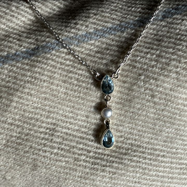Blue Topaz and Pearl Necklace