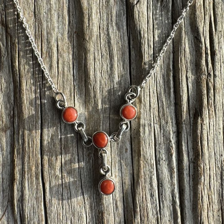 Coral Silver Necklace