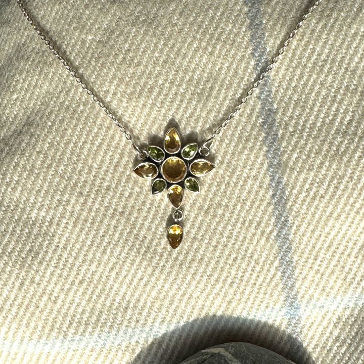Citrine and Peridot Flower Necklace