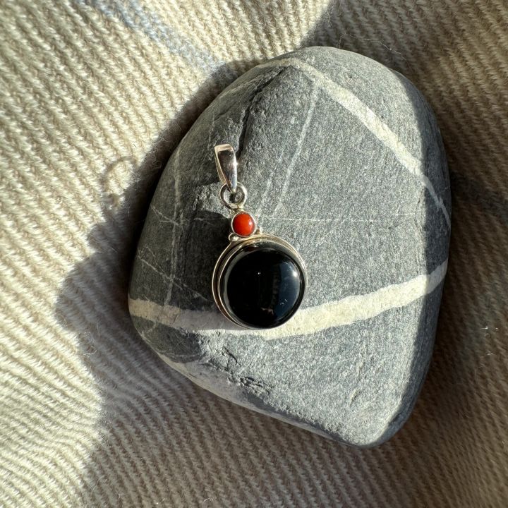 Onyx and Coral Pendant OP250-ON-COR